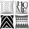 Hnmdmyi Copricuscino bianco e nero 40x40 Set di 4, Boho Copricuscino Agriturismo Moderno Semplice Modello Geometrico Decorativo Lino Copricuscino per divano letto giardino esterno Home Decor