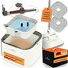 ALANBERG Set Lavapavimenti e Secchio per Pulizia - Gen 2 - 2 Scomparti, Secchio Rimovibile, Mocio Piatto Autoestrizzante 360°, Rullo Raccoglipeli, 2 Panni Riutilizzabili, Bianco - ALANBERG®