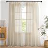 PONY DANCE Tende Trasparenti per Soggiorno 2 Pezzi L 140 x A 245 cm Voile Curtains con Fettuccia per Salotto Filtraggio Luce Morbida Tende Camera da Letto, Cachi