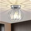 Seruno X Lampadario Moderno in Cristallo, Mini Plafoniera Color Argento con Paralume in Vetro, Plafoniera a Semi-incasso E27 per Soggiorno Camera da Letto Cucina Sala da Pranzo Corridoio Bagno