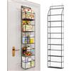 BAKAJI Organizer 5 Ripiani da Porta con Ganci in Metallo e Scaffali PVC Trasparenti, Unità Mensole Salvaspazio Multiuso Capiente, Scaffalatura Bagno, Camera da Letto, Ufficio, Cameretta (Nero)