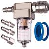 TC TECHNIC Filtroaria, separatore acqua e olio,1/4 - chiusura, in un set con 4 connettori rapidi e una cinghia in Teflon, per il fissaggio ai compressori o come intermedio nella linea dell'aria compressa