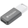 Verbatim DataBar - Chiavetta USB compatta con memoria dati da 128 GB, chiavetta USB 2.0 portatile, colore grigio, ideale per laptop, PC e notebook
