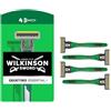 Wilkinson Sword - Quattro Essential 4 Sensitive - Rasoio Usa & Getta - Rasoio a 4 Lame per Uomo con Striscia Lubrificante con Aloe - Lame rivestite in Diamante - Confezione x3+1
