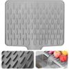 HAEPXYBY Tappetino Scolapiatti in Silicone Antiscivolo, Resistente al Calore, con Sistema di Drenaggio per Acqua, Protezione Piano di Lavoro per Cucina e Bagno (Grigio, 40 x 33 cm)