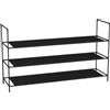 Sekey Scarpiere 3 Ripiani in TNT - Sovrapponibile e Compatto, Struttura Metallo-Tessuto per 15-18 Paia (98,5×27,5×57 cm, Nero)