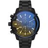 Diesel Orologio Griffed da uomo, movimento cronografo, cassa in acciaio inossidabile nero da 48 mm con bracciale in acciaio inossidabile, DZ4529