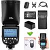 Godox V1-C Flash a testa tonda per fotocamera Canon TTL 1/8000 HSS, 480 flash a piena potenza, 1,5 secondi di tempo di riciclo, 76 W 2600 mAh Batteria agli ioni di litio, Speedlite