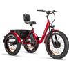 Triciclo Bicicletta Elettrica Z-TECH ZT-80-B "FAT TRIKE " 3 Ruote 250W 13 Ah 48V Batteria Litio -Rosso