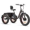 Triciclo Bicicletta Elettrica Z-TECH ZT-80-B "FAT TRIKE " 3 Ruote 250W 13 Ah 48V Batteria Litio -Nero Opaco Matt