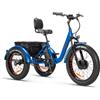 Triciclo Bicicletta Elettrica Z-TECH ZT-80-B "FAT TRIKE " 3 Ruote 250W 13 Ah 48V Batteria Litio -Blu