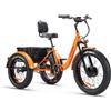 Triciclo Bicicletta Elettrica Z-TECH ZT-80-B "FAT TRIKE " 3 Ruote 250W 13 Ah 48V Batteria Litio -Arancione