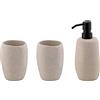 kela Set da bagno 3 pezzi RODA, cemento, bicchiere, portaspazzolino, dispenser sapone 200 ml, effetto pietra, accessori da bagno beige