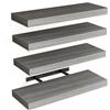 BAKAJI Set 4 Mensole da Parete in Legno Massiccio, Scaffali a Muro Multiuso con Staffe a Scomparsa in Metallo, Scaffalatura per Camera da Letto, Soggiorno, Cucina, Bagno, 40 x 14 x 3 cm (Grigio)