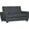 HOMCOM Divano Letto Due Posti con Schienale Regolabile, Spessa Imbottitura e Rotelle, in Tessuto Effetto Velluto, 148x87x88cm, Grigio|Aosom
