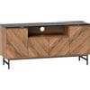 HOMCOM Mobile TV in legno con vano aperto e passacavi, effetto marmo, 140x39x66cm, Marrone | Aosom Italy