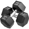 HOMCOM Set di Manubri Palestra da 2x17.5 kg con Impugnatura Antiscivolo, in Metallo, per Allenamento Fitness, Nero | Aosom Italy