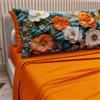 PETTI Artigiani Italiani - Lenzuola in Cotone con Federe in Stampa Digitale, Lenzuola Una Piazza e Mezza, Completo Letto Una Piazza e Mezza, Floreale 18 Arancione, 100% Made in Italy