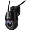 Ctronics 4K Telecamera Esterno WiFi, Zoom Ottico 30X & Auto-Zoom, Visione Notturna IR 150m/50m Colore, Rilevamento AI, Auto-Tracking, Sirena & Luce Rossa/Blu, Pattuglie & 30 Preset, SD 256GB/FTP/NAS