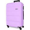 Roll Road Flex Valigia rigida realizzata in ABS, un materiale, chiusura a combinazione laterale 4 ruote doppie bagaglio a mano, pratico interno con un vano, Viola, 51x75x28 cm, Valigia grande
