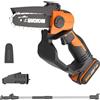 WORX 18V (20V MAX) Mini Motosega a Batteria, Elettrica Motosega senza Fili, Leggera e Portatile, PowerShare, 1 Batteria, 1 Caricabatterie, Barra da 12 cm, WG324E.1