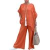 EGSDMNVSQ Completo Estivo da Donna per Il Tempo Libero Due Pezzi Pantalone in Cotone E Lino Camicetta T-Shirt E Pantaloni Lunghi Tuta da Jogging Tuta Sportiva Semplice Tuta Elegante Abiti Leggeri