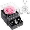 Yamonic Rosa Eterna Regalo Donna,Rosa Stabilizzata con Collana Argento 925 Donna, Idea Regalo per Lei,Ti Amo per Sempre,Regalo San Valentino per lei,Regalo Donna Natale Compleanno Anniversario