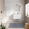DEGHI Mobile bagno sospeso 80 cm bianco lucido con ante e lavabo dx con specchio - Cuki