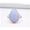 Anello In Agata Blu Naturale Less In Argento Sterling 925 5.52 Gm Taglia 7.5" US