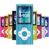 Mymahdi lettore portatile MP3 / MP4, blu con schermo LCD da 1,8 pollici e slot per schede memory card, supporto memory card TF da 128GB