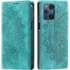 CASEONJAN Cover per Oppo Find X3 / Oppo Find X3 Pro, Pelle PU Custodia a portafoglio con scomparti per Slot Schede, Antiurto Flip Caso Cover per Oppo Find X3 / Find X3 Pro (Vintage Verde)