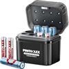 PHOTOOLEX Batterie Ricaricabili 4 AA e 4 AAA al Litio con Caricabatterie Ibrido, 1.5V Batterie Ricaricabili Triple A & Double A, Batteria Li-ion con Custodia per Caricabatterie Ibrido Ni-MH/Litio