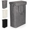 Rieeyrslza Cesto Portabiancheria Sottile con Coperchio 46L Pieghevole Cestino per Biancheria Impermeabile Multiuso Sporca Cesta Portabiancheria, Copertura Rimovibile, per Camera da Letto (Grigio)