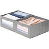 lompyeu Scatole Portaoggetti (40 x 27 x 17 cm), Organizer Armadio in Tessuto, Contenitori per Armadio con Finestra Trasparente per Vestiti, Libri, Cosmetici, Giocattoli (2 Pcs Scatole Portaoggetti)