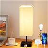 Toipwen Lampada da Comodino Touch Dimmerabile, Abat Jour da Comodino con 3 Temperature di Colore, porta di Ricarica Rapida USB, Lampadina E27 da 6 W per Camera da Letto, Soggiorno, Ufficio