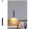 ACMHNC Lampada a Sospensione a Batteria, 5W LED Lampada a Sospensione Camera da Letto con Telecomando, 4500 mAh Ricaricabile USB, Dimmerabile, Timer 1/2/4/6H,Lampadario Cucina Nero Moderna,Ø4x30cm