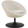 AC Design Furniture Colin - Sedia lounge Apia, in tessuto beige, con struttura a tromba opaca, colore nero, grezzo verniciato a polvere, in acciaio con funzione girevole e chiusura lampo, 82 x 72 x 81