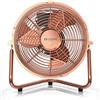 Brandson - Macchina del Vento in stile retrò - Ventilatore da tavolo Compatto e molto potente - 32W - 3 Velocitá - Scocca ed eliche in METALLO- 25 cm di diametro - Rame