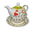 G. Wurm Tea for one - Teiera in porcellana, con tazza e piattino, in confezione regalo