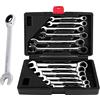 Greensen Chiavi Fisse a Cricchetto Set di Chiavi a Cricchetto 12 pezzi, Set Chiavi Fisse Inglese Metriche Chiave Inglese Strumento lucidato, Chiavi a Cricchetto per Artigiano con Scatola Organizer
