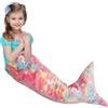QINGLANG Coperta a forma di coda di sirena che si illumina al buio, per ragazze e bambini, idea regalo, 50 x 100 cm, per tutte le stagioni, in morbido pile di flanella, sacco a pelo a forma di coda di