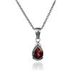 namana Collana di Granato Donna in Argento Sterling 925 con un Ciondolo in Granato Pietra Naturale a Forma di Goccia, Gioielli Donna in Argento 925 con Granato a Forma di Pera