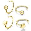 CHIC & ARTSY Orecchini a semicerchio in argento Sterling 925, piccoli orecchini a cerchio a sfera, barra, stella, luna, cuore, croce, punto, triangolo, orecchini a cerchio per cartilagine, piccoli