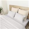 Ruggeri Set Lenzuola Completo Letto Matrimoniale in Raso, Grigio Perla | 1 lenzuolo sopra 250x290 cm, 1 lenzuolo con angoli 170x200 cm alto 25 cm e 2 federe 50x80 cm con chiusura a sacco di 20 cm