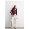 Intimissimi Maglia Scollo A V Ultralight Con Cashmere E Pizzo Bordeaux
