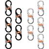 KQDRAVINE Mini moschettone, 10 pezzi, a forma di S, piccoli moschettoni, per attività all'aperto, campeggio, piccoli moschettoni per zaino, antifurto e drop, in acciaio inox