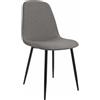 CLP Sedia da Pranzo Imbottita Maryam, Sedia da Cucina con Schienale e Telaio in Metallo Nero, Portata Fino a 150 kg, Colore:Grigio Chiaro, Materiale:Stoffa