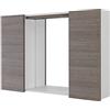 Inbagno Specchio con mobiletto, Rovere Scuro, a Due Ante, Completo di faretti LED e mensole in Vetro Way