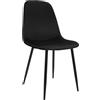 CLP Sedia da Pranzo Imbottita Maryam, Sedia da Cucina con Schienale e Telaio in Metallo Nero, Portata Fino a 150 kg, Colore:Nero, Materiale:Velluto