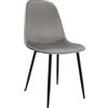 CLP Sedia da Pranzo Imbottita Maryam, Sedia da Cucina con Schienale e Telaio in Metallo Nero, Portata Fino a 150 kg, Colore:Grigio Chiaro, Materiale:Velluto